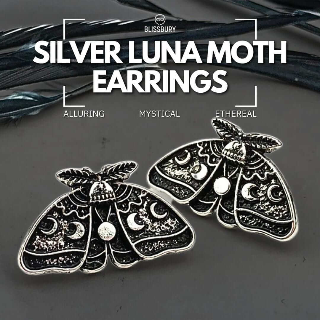 Silver Luna Moth Earrings - Alluring, Mystical, Ethereal - Blissbury