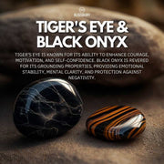 Tiger's Eye & Black Onyx Bracelet - Courage, Protection, Balance (Large) - Blissbury