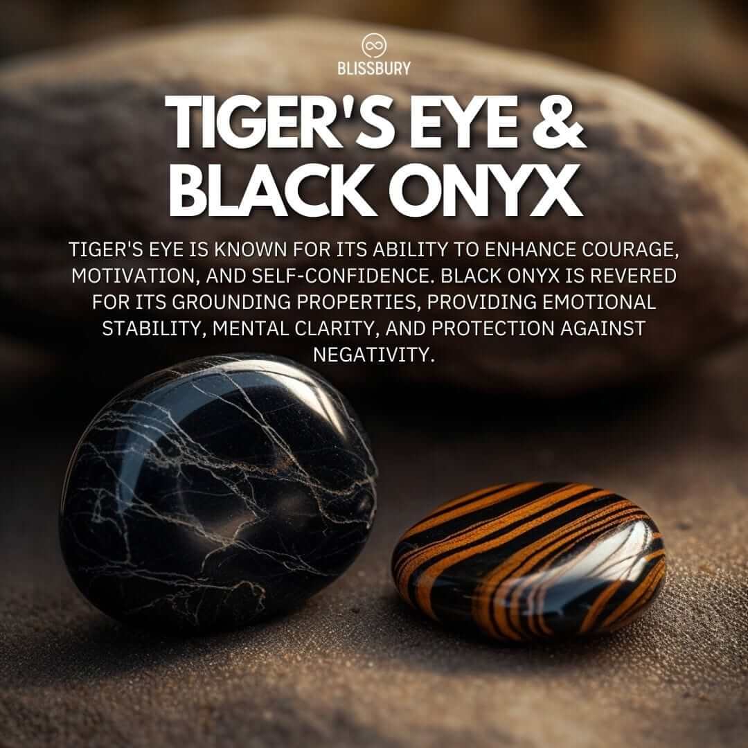 Tiger's Eye & Black Onyx Bracelet - Courage, Protection, Balance (Large) - Blissbury