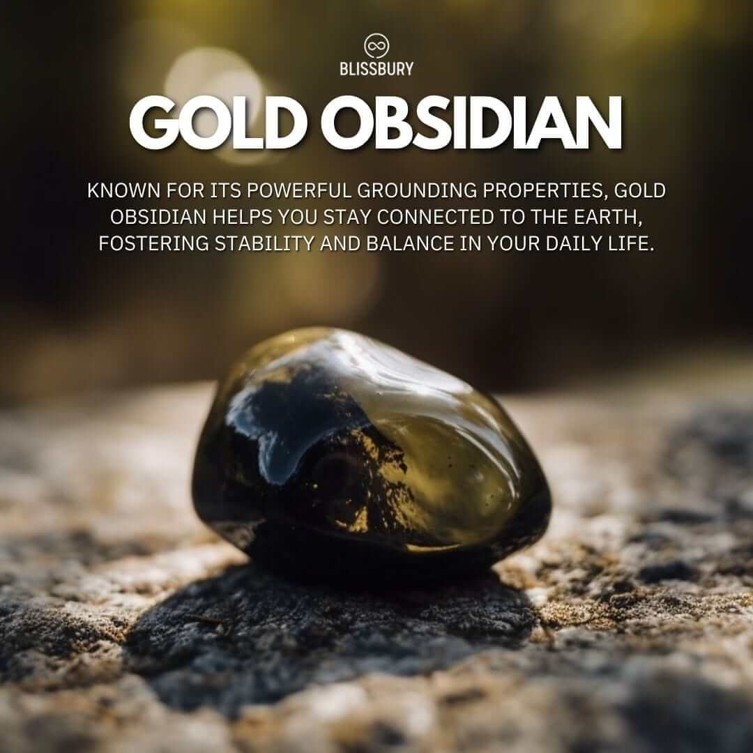 Gold Obsidian Bracelet- Confidence, Protection, Abundance (Large) - Blissbury