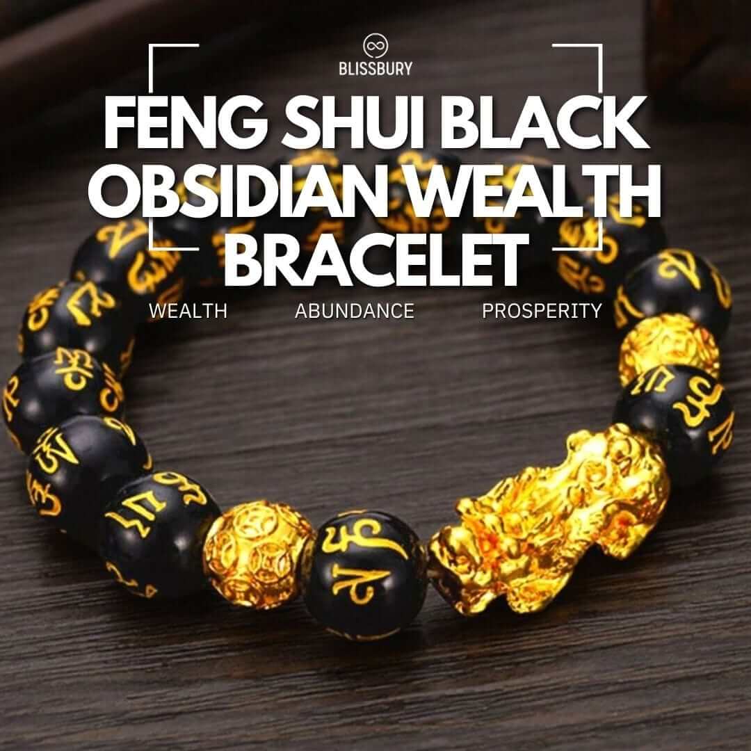 Feng Shui Black Obsidian Wealth Bracelet, large, promoting wealth and abundance.