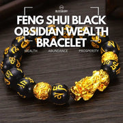Feng Shui Black Obsidian Wealth Bracelet, large, promoting wealth and abundance.