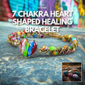 7 Chakra Heart Shaped Healing Bracelet with colorful gemstone beads.
