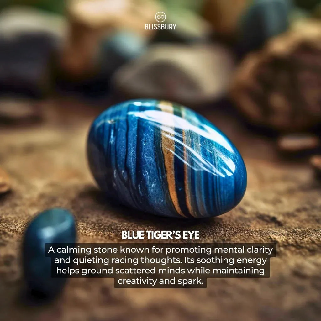 Blue Tiger's Eye Bracelet - Focus, Clarity, Grounding (Large) - Blissbury