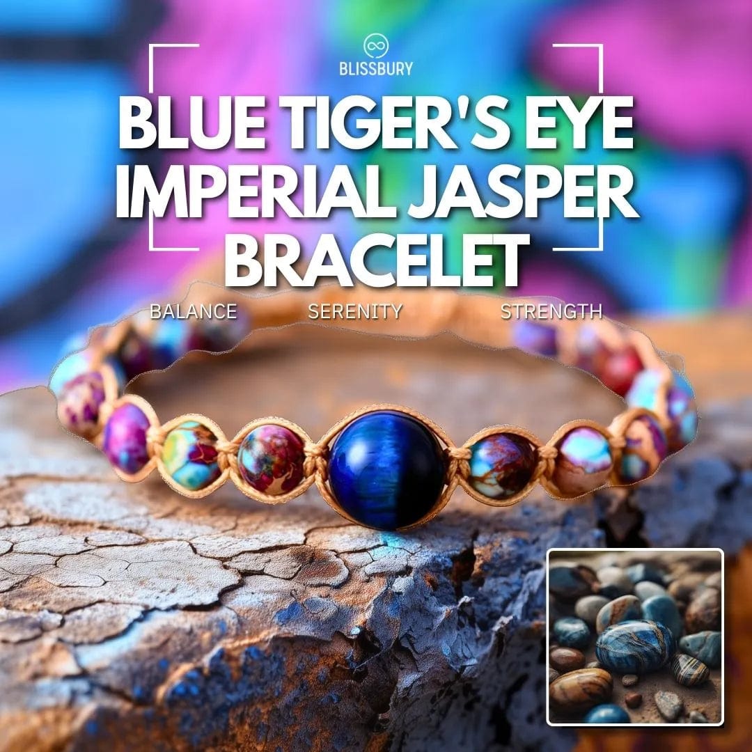 Blue Tiger's Eye Imperial Jasper Bracelet - Balance, Serenity, Strength