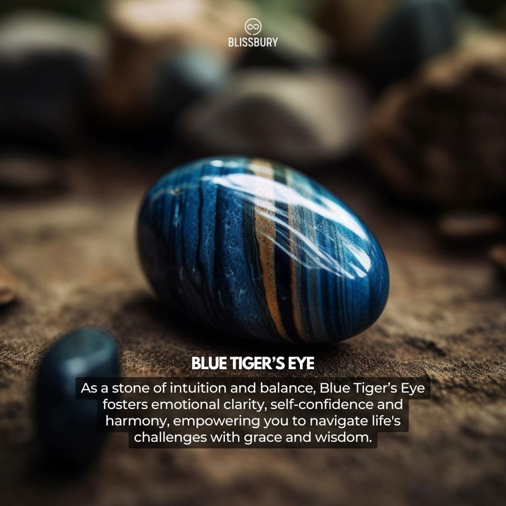 Buddha Head Blue Tiger's Eye Bracelet - Wisdom, Peace, Growth - Blissbury