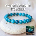 Calorie Burner Bracelet - Burn, Energize, Transform. Close-up of a sleek, black beaded bracelet with a silver charm.