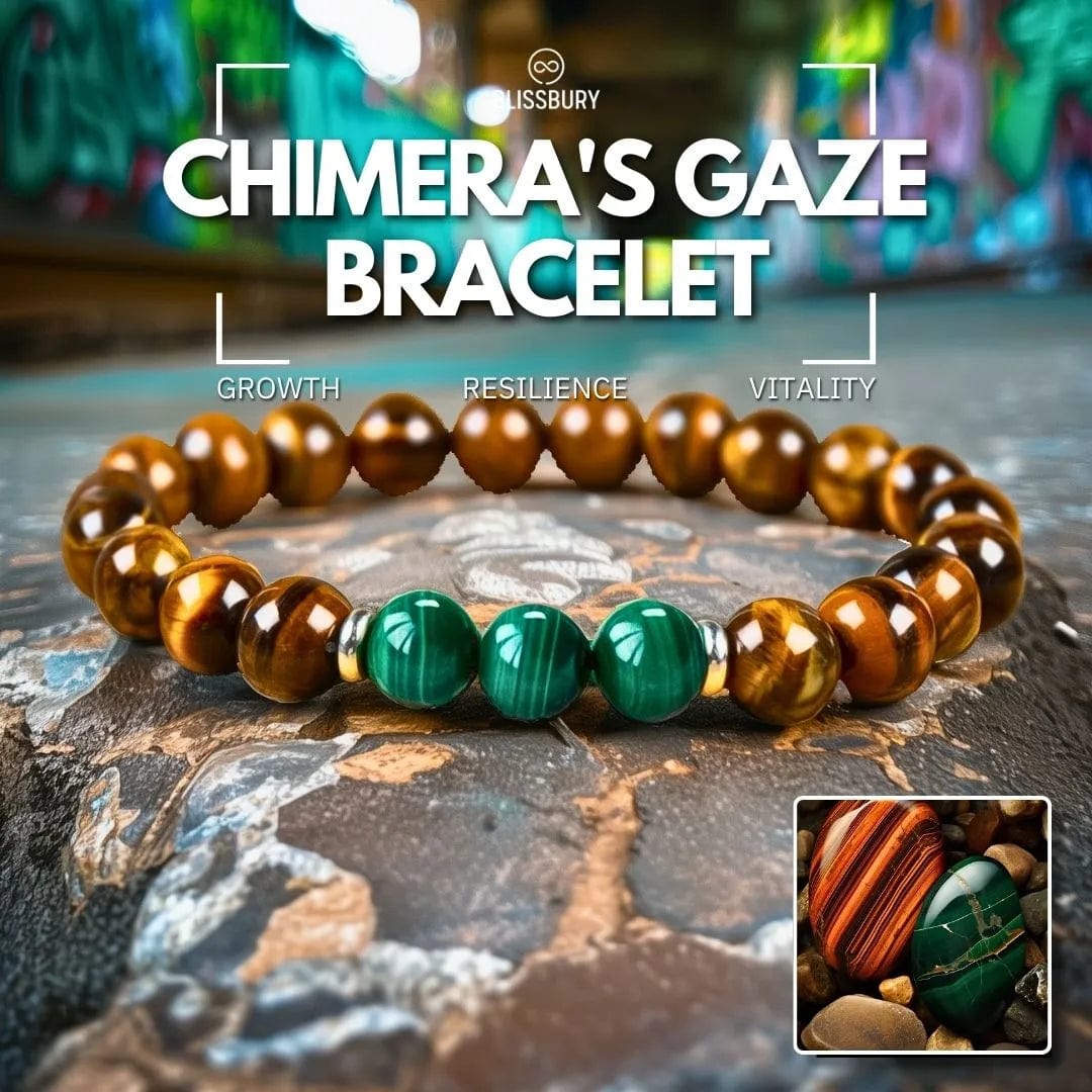 Chimera's Gaze Bracelet - Growth, Resilience, Vitality: Silver chain bracelet with a central, intricate dragon's eye charm.