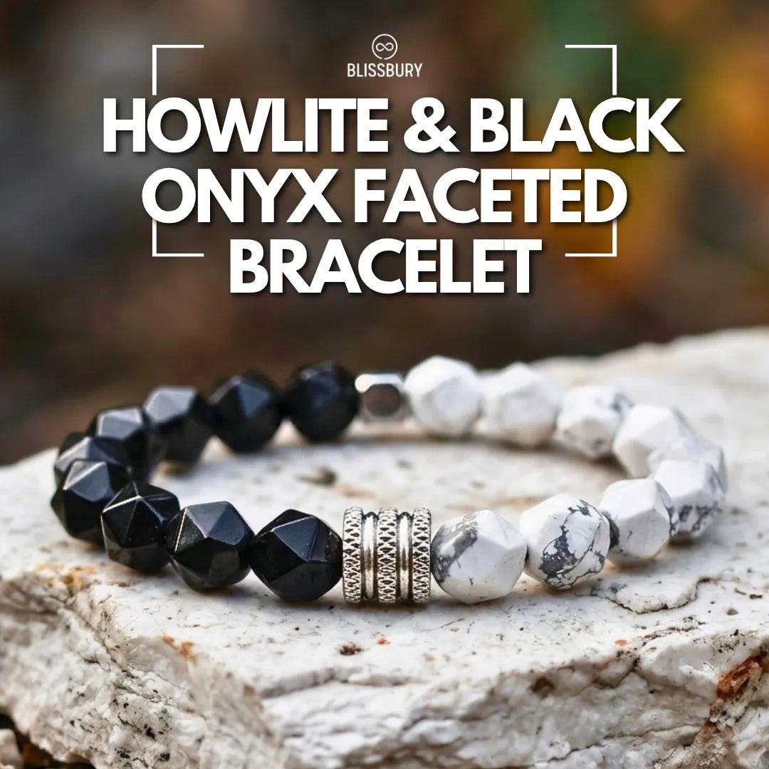 Howlite & Black Onyx Faceted Bracelet - Steady Calm
