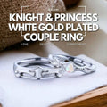 Knight & Princess white gold plated couple rings symbolizing love, devotion, and commitment.