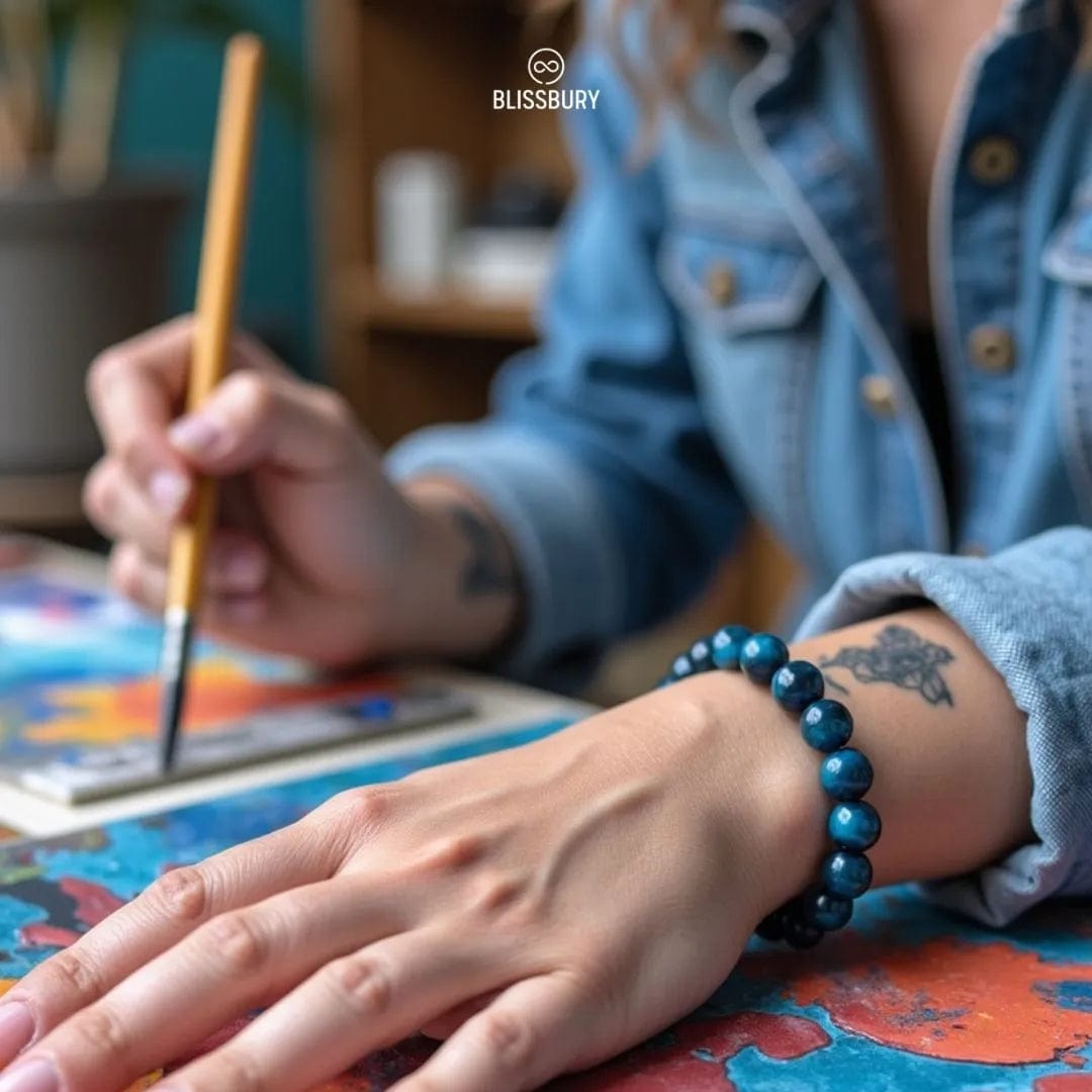 Blue Tiger's Eye Bracelet - Focus, Clarity, Grounding - Blissbury