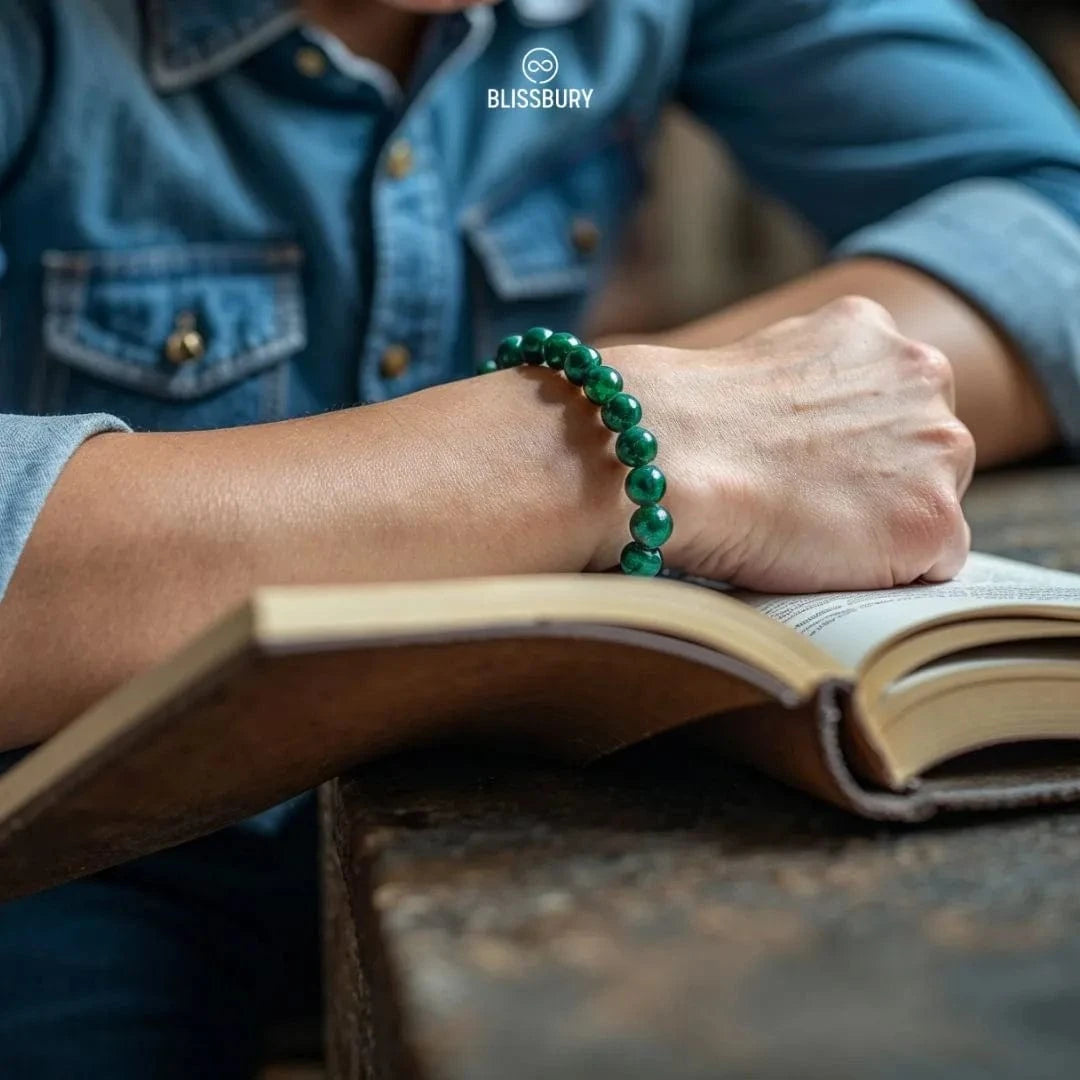 Green Malachite Bracelet - Growth, Optimism, Resilience - Blissbury