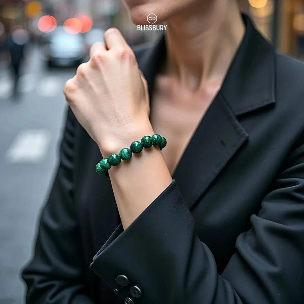Green Malachite Bracelet - Growth, Optimism, Resilience - Blissbury