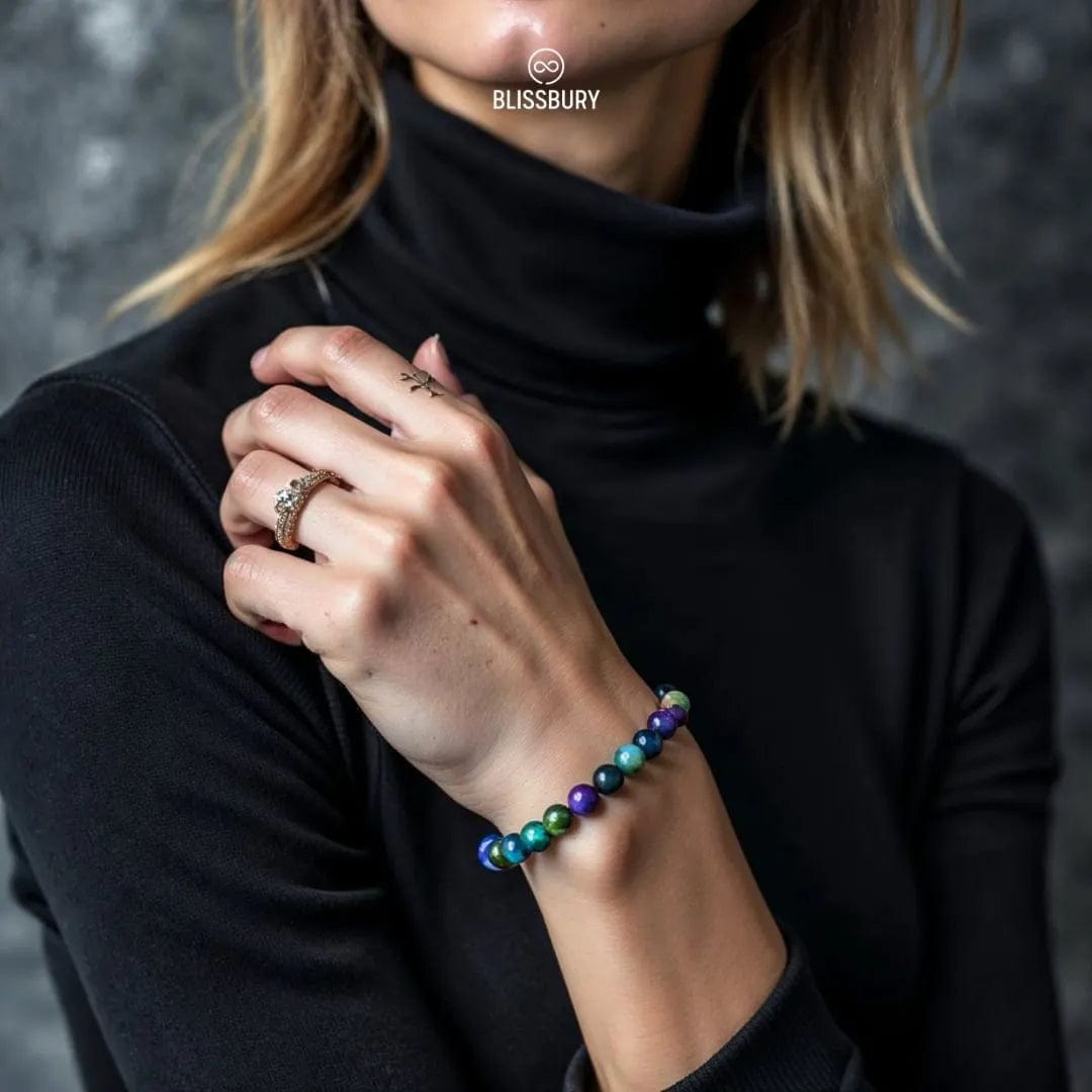 Rainbow Aura Quartz Bracelet - Spirituality, Creativity, Clarity - Blissbury