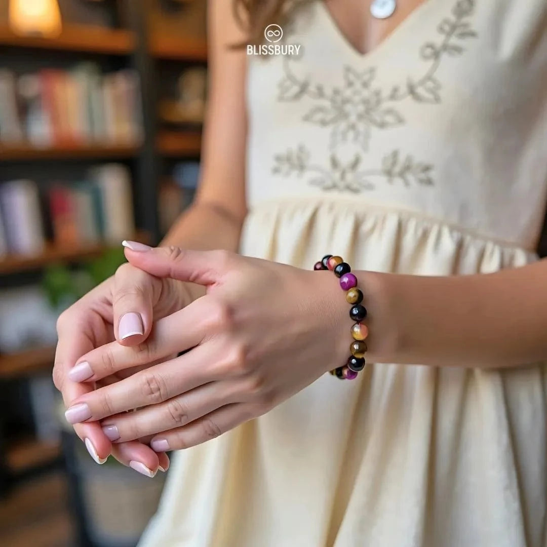 Rainbow Tiger's Eye Bracelet - Protection, Luck, Confidence - Blissbury