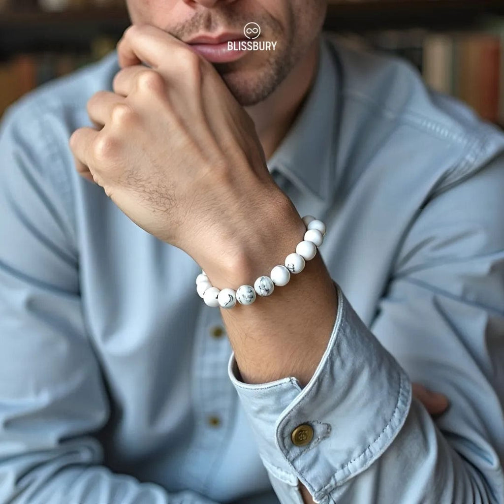 White Turquoise Bracelet - Peace, Tranquility, Mindfulness - Blissbury