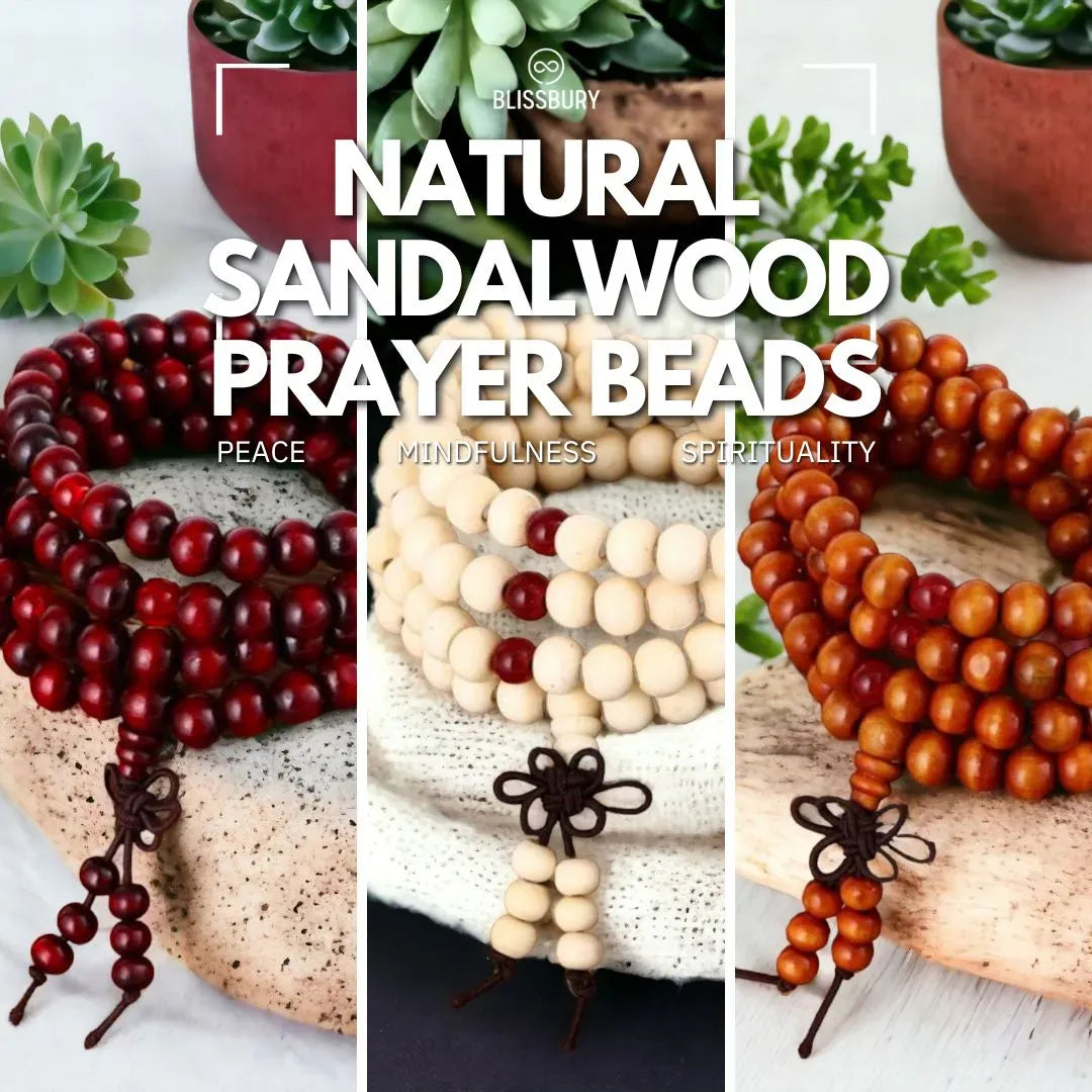 Natural Sandalwood Prayer Beads - Peace, Mindfulness, Spirituality