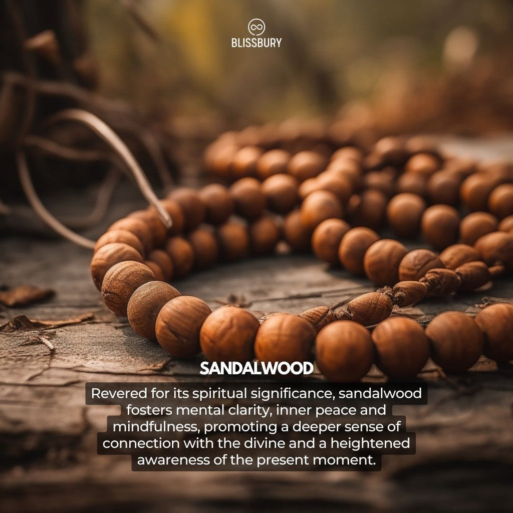 Natural Sandalwood Prayer Beads - Peace, Mindfulness, Spirituality - Blissbury