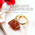 Raw red onyx wire-wrapped ring for strength, confidence, and determination.