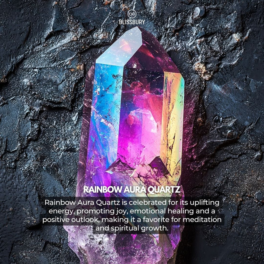 Rainbow Aura Quartz Bracelet - Spirituality, Creativity, Clarity - Blissbury