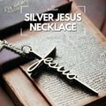 Silver Jesus Necklace - Faith, Devotion, Love - Blissbury