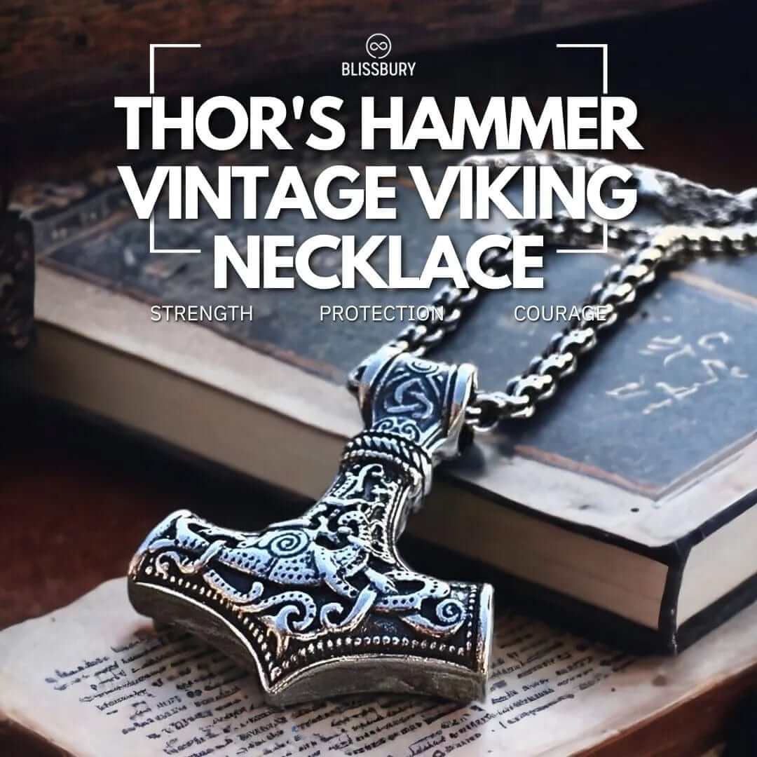Vintage Viking Thor's Hammer necklace, a symbol of strength, protection, and courage.
