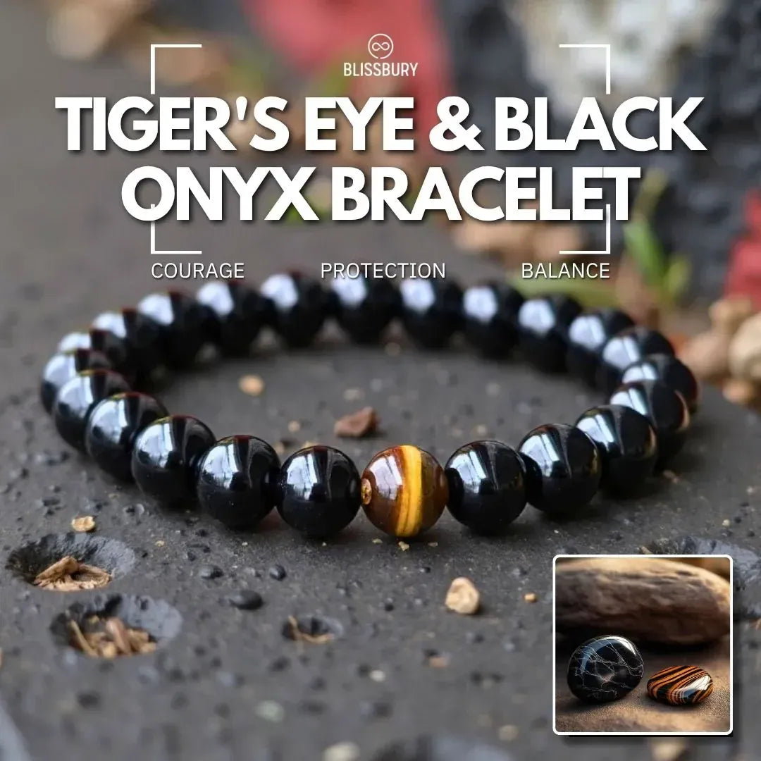 Tiger's Eye & Black Onyx Bracelet - Courage, Protection, Balance