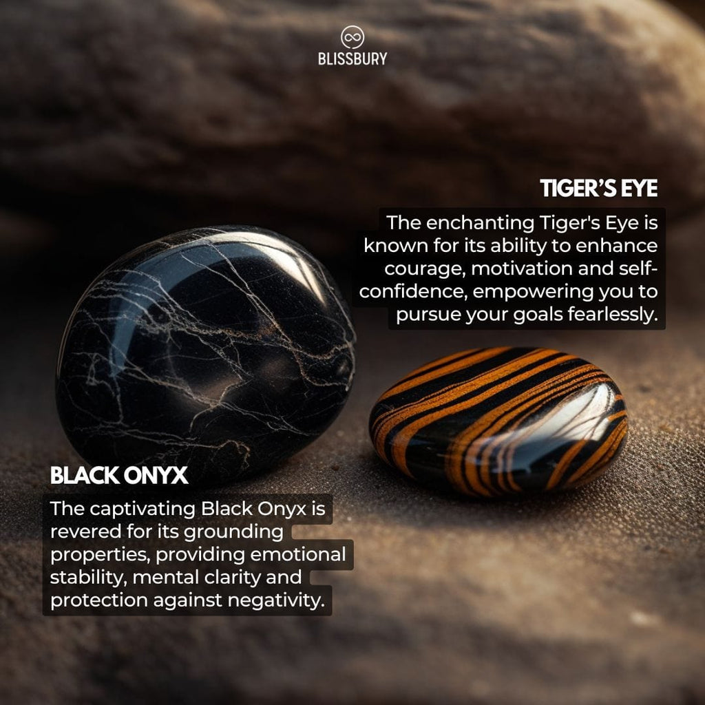 Tiger's Eye & Black Onyx Bracelet - Courage, Protection, Balance - Blissbury