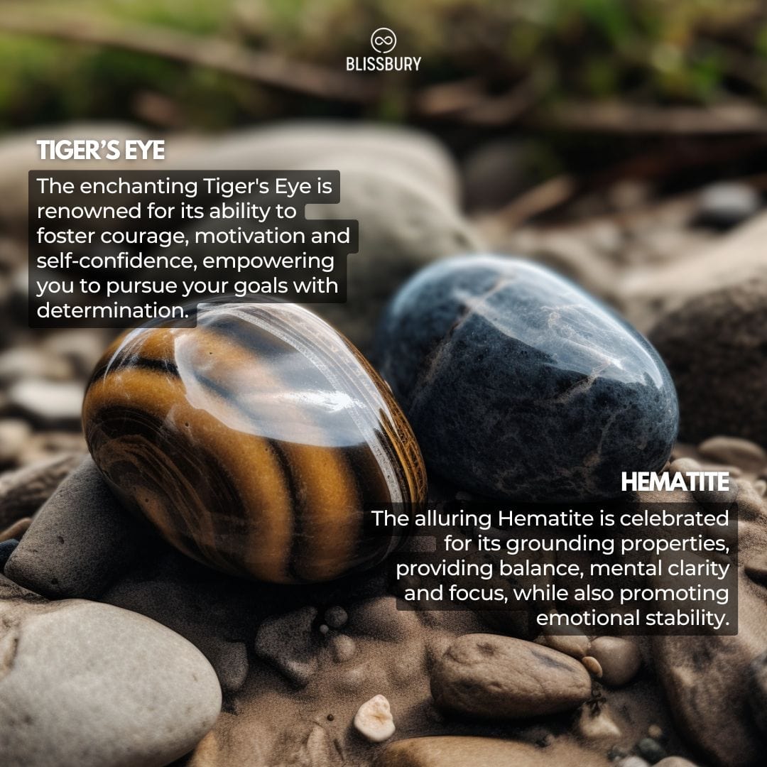 Tiger's Eye & Hematite Bracelet - Courage, Confidence, Stability - Blissbury