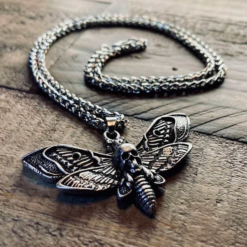 Death's Head Moth Pendant Necklace - Rebirth, Transformation, Mystique - Blissbury
