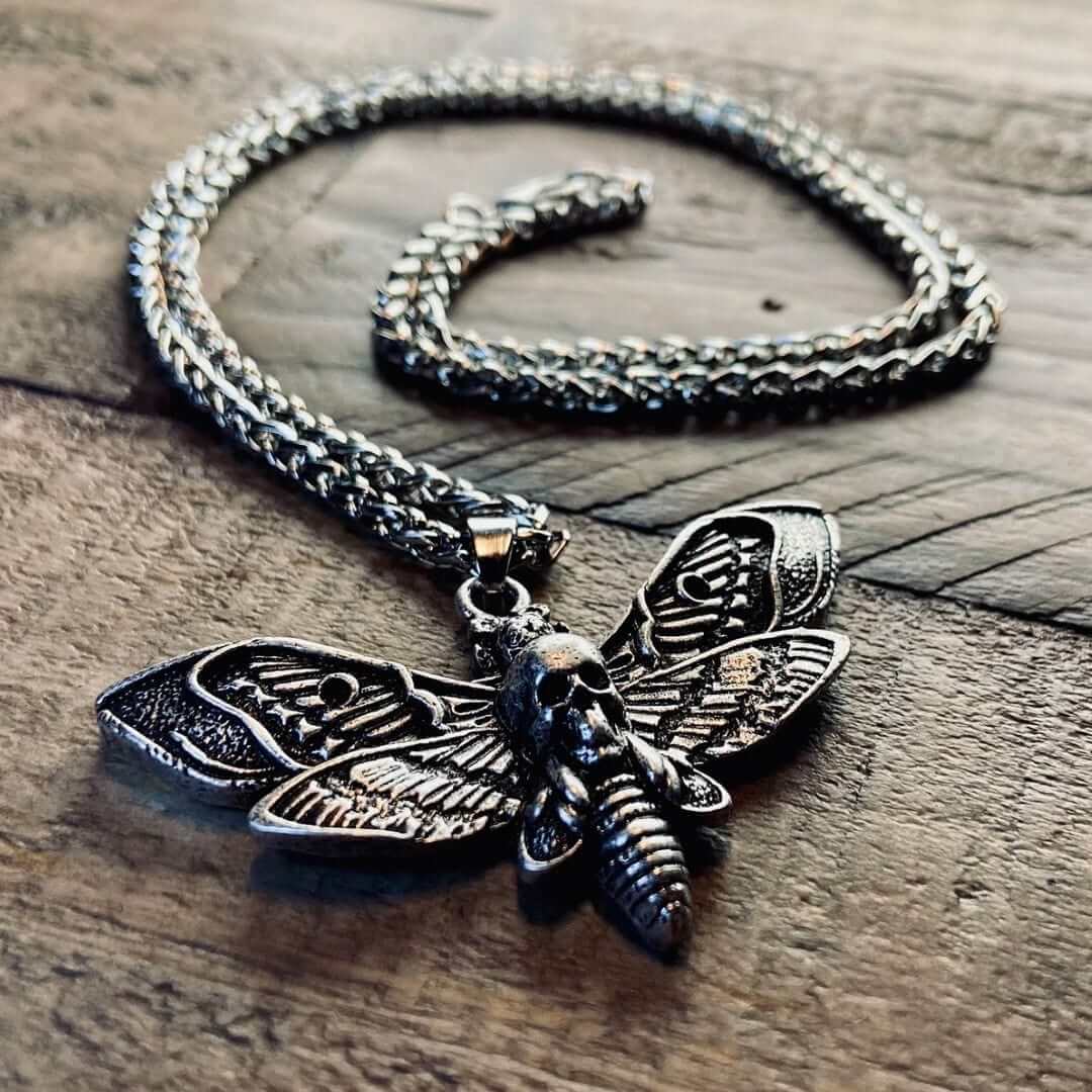 Death's Head Moth Pendant Necklace - Rebirth, Transformation, Mystique - Blissbury