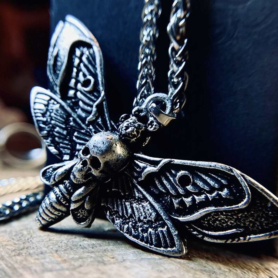 Death's Head Moth Pendant Necklace - Rebirth, Transformation, Mystique - Blissbury