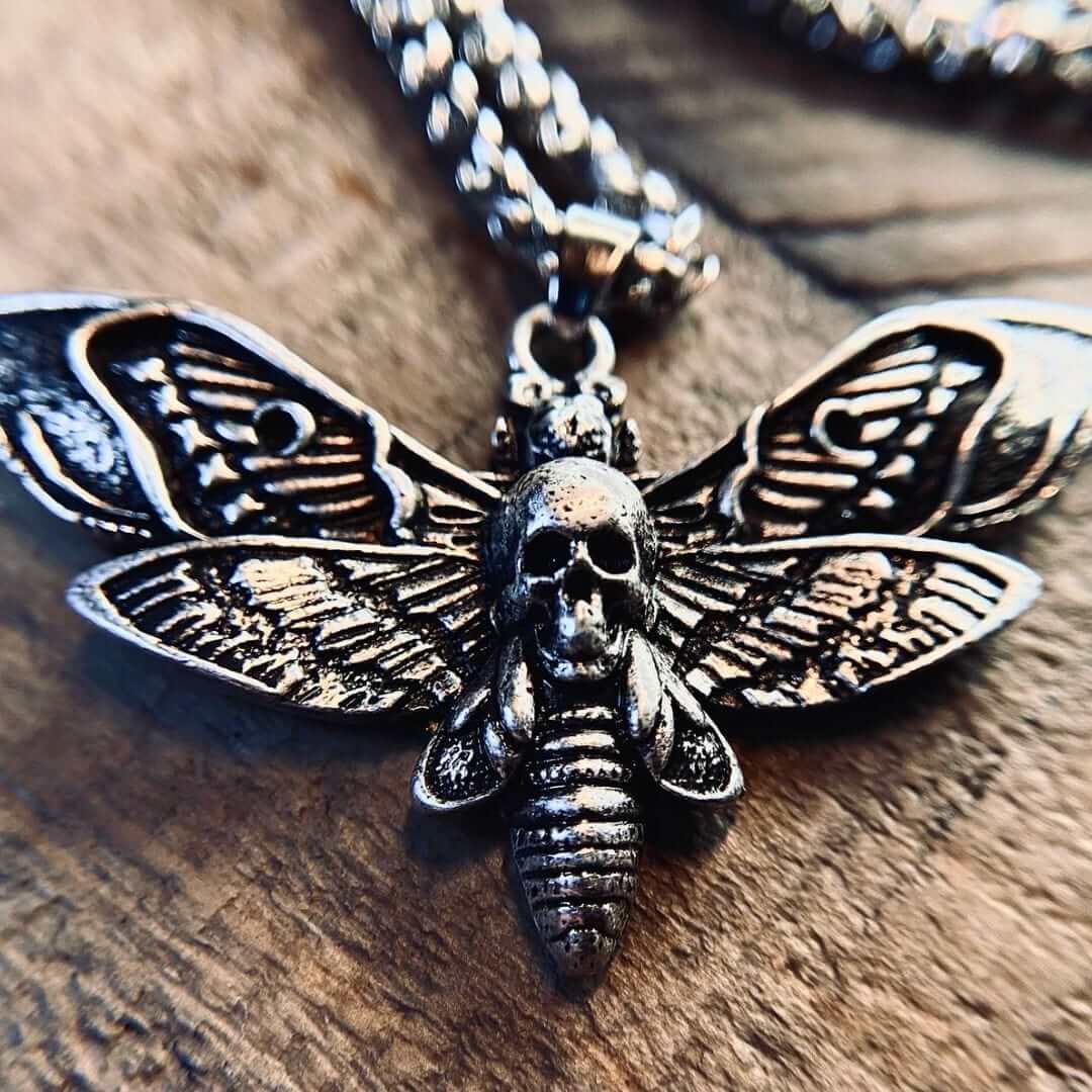 Death's Head Moth Pendant Necklace - Rebirth, Transformation, Mystique - Blissbury