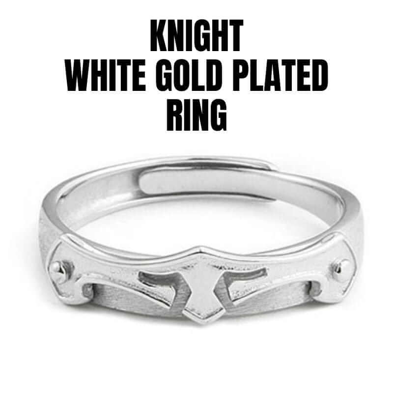 Knight & Princess White Gold Plated Couple Ring - Love, Devotion, Commitment - Blissbury
