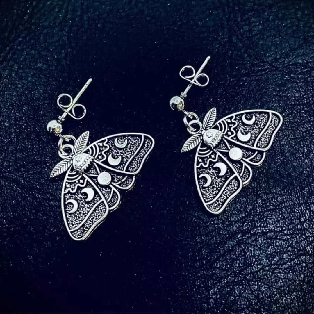 Silver Luna Moth Earrings - Alluring, Mystical, Ethereal - Blissbury