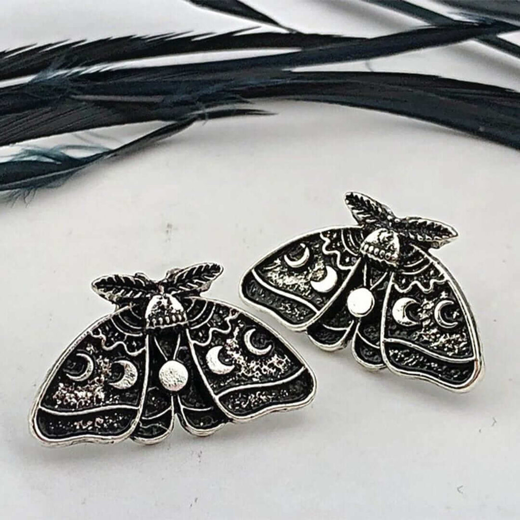 Silver Luna Moth Earrings - Alluring, Mystical, Ethereal - Blissbury