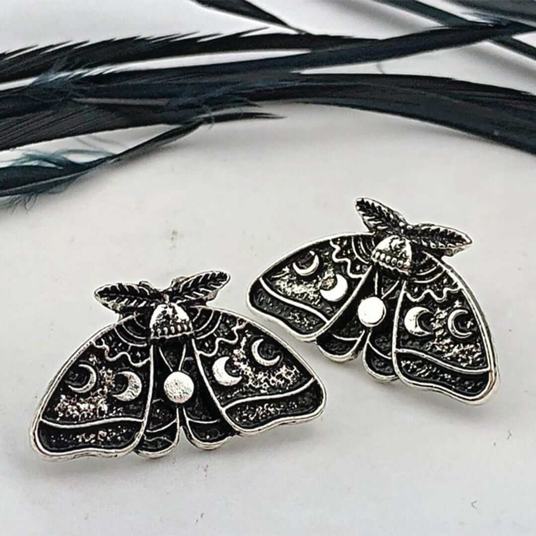 Silver Luna Moth Earrings - Alluring, Mystical, Ethereal - Blissbury